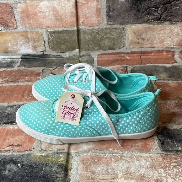 5 for $25🔥Size 4 Girls Polka Dot Turquoise NWT Sneakers - Picture 5 of 9